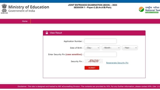 JEE Mains 2023 Session 1 paper 2 results declared at jeemain.nta.nic.in