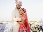 Pakistani actor Ushna Shah and Hamza Amin at their wedding.