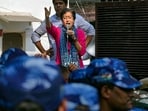 Aam Aadmi Party (AAP) MLA Atishi speaks during a protest against the arrest of Delhi Deputy Chief Minister Manish Sisodia by CBI in the excise policy case, at AAP office in New Delhi, Monday. (PTI) Aam Aadmi Party (AAP) MLA Atishi speaks during a protest against the arrest of Delhi Deputy Chief Minister Manish Sisodia by CBI in the excise policy case, at AAP office in New Delhi, Monday. (PTI)