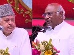 National Conference patron Farooq Abdullah and Congress president Mallikarjun Kharge.