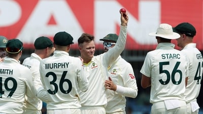 Matthew Kuhnemann took five wickets as Australia raced ahead on the first day of the third Test against India at the Holkar Stadium in Indore. (ANI) Matthew Kuhnemann took five wickets as Australia raced ahead on the first day of the third Test against India at the Holkar Stadium in Indore. (ANI)