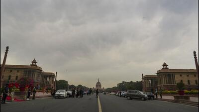 Clouds in the sky over the Raisina Hill in New Delhi on Wednesday. (PTI)