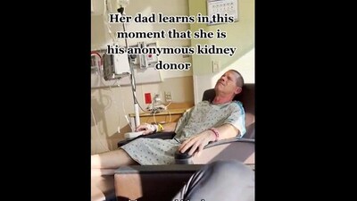 Dad's reaction after learning daughter donated kidney. (Twitter/@@TheFigen_) Dad's reaction after learning daughter donated kidney. (Twitter/@@TheFigen_)