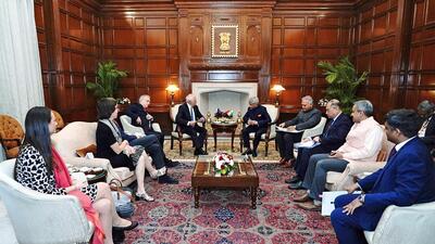 External Affairs Minister S Jaishankar meets with High Representative of the European Union for Foreign Affairs and Security Policy Josep Borrell Fontelles on the sidelines of the G20 Foreign Ministers' Meeting, in New Delhi on Wednesday. (ANI)
