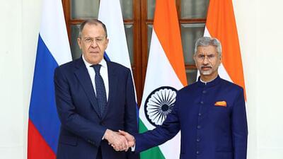 External Affairs Minister S Jaishankar with his Russian counterpart, Sergey Lavrov, on the sidelines of the G20 Foreign Ministers' Meeting, in New Delhi on Wednesday. (ANI) External Affairs Minister S Jaishankar with his Russian counterpart, Sergey Lavrov, on the sidelines of the G20 Foreign Ministers' Meeting, in New Delhi on Wednesday. (ANI)