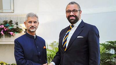 External affairs Mmnister S. Jaishankar with UK Foreign Secretary James Cleverly in New Delhi on March 1 (PTI via @DrSJaishankar) External affairs Mmnister S. Jaishankar with UK Foreign Secretary James Cleverly in New Delhi on March 1 (PTI via @DrSJaishankar)