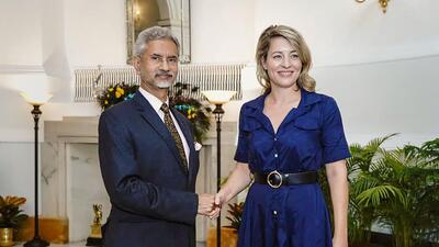 External affairs minister S Jaishankar with Canadian foreign minister Mélanie Joly at a meeting in New Delhi in February 2023. (PTI) External affairs minister S Jaishankar with Canadian foreign minister Mélanie Joly at a meeting in New Delhi in February 2023. (PTI)