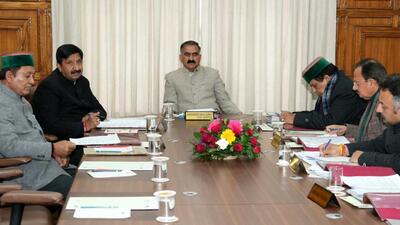 Himachal chief minister Sukhvinder Sukhu chairing the cabinet meeting in Shimla. (HT Photo) Himachal chief minister Sukhvinder Sukhu chairing the cabinet meeting in Shimla. (HT Photo)