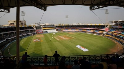 An aerial view of the stadium during the first day of third cricket Test match between India and Australia in Indore (AP) An aerial view of the stadium during the first day of third cricket Test match between India and Australia in Indore (AP)