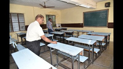 Preparation underway for SSC exams at a school in Pune (HT PHOTO) Preparation underway for SSC exams at a school in Pune (HT PHOTO)