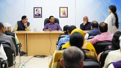 Delhi chief minister Arvind Kejriwal holds meeting with Aam Aadmi Party MLAs. (Twitter/ANI) Delhi chief minister Arvind Kejriwal holds meeting with Aam Aadmi Party MLAs. (Twitter/ANI)