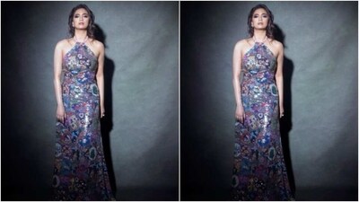 Keerthy played muse to fashion designer Aisha Rao and picked a sequined gown from the shelves of the designer house. (Instagram/@keerthysureshofficial) Keerthy played muse to fashion designer Aisha Rao and picked a sequined gown from the shelves of the designer house. (Instagram/@keerthysureshofficial)