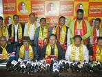 Tipraha Indigenous Progressive Regional Alliance (TIPRA Motha) chief Pradyot Kishore Debbarma addresses the media during the launch of the party's election manifesto for the upcoming Tripura Assembly polls, in Agartala on Saturday. Tipraha Indigenous Progressive Regional Alliance (TIPRA Motha) chief Pradyot Kishore Debbarma addresses the media during the launch of the party's election manifesto for the upcoming Tripura Assembly polls, in Agartala on Saturday.