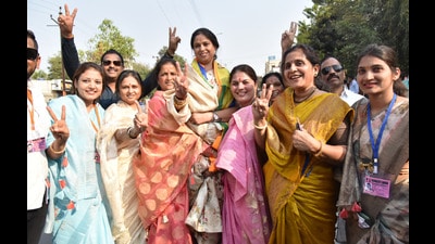 BJP candidate Ashwini Laxman Jagtap won the bypoll by a margin of 36,168 votes against NCPs Nana Kate. (HT PHOTO)