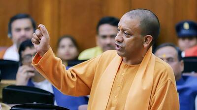 Chief minister Yogi Adityanath in the Uttar Pradesh Legislative Council on Thursday. (PTI PHOTO VIA CMO (UP))
