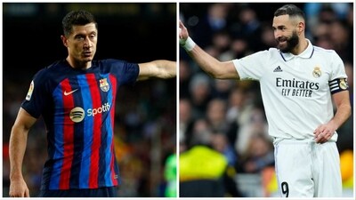 Barcelona are set to miss the services of Lewandowski while Real Madrid's star-studded attack will be led by Benzema (AP)