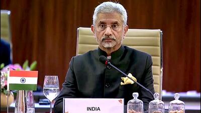 External affairs minister S Jaishankar at the G20 foreign ministers' meeting in New Delhi on Thursday. (ANI Photo) External affairs minister S Jaishankar at the G20 foreign ministers' meeting in New Delhi on Thursday. (ANI Photo)