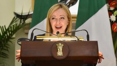 Italian Prime Minister Giorgia Meloni delivered her keynote address at the inaugural session of this year’s Raisina Dialogue in New Delhi on Thursday. (AFP)
