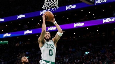 Jayson Tatum #0 of the Boston Celtics goes to the basket during the second quarter at TD Garden (Getty Images via AFP) Jayson Tatum #0 of the Boston Celtics goes to the basket during the second quarter at TD Garden (Getty Images via AFP)