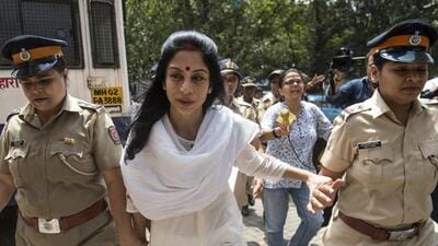 Mumbai, India - September 17, 2018: Indrani Mukerjea, accused in the Sheena Bora murder case arrives at Bandra family court to file for divorce in Mumbai, India, on Monday, September 17, 2018. (Photo by Satish Bate/Hindustan Times) (Satish Bate/HT Photo) Mumbai, India - September 17, 2018: Indrani Mukerjea, accused in the Sheena Bora murder case arrives at Bandra family court to file for divorce in Mumbai, India, on Monday, September 17, 2018. (Photo by Satish Bate/Hindustan Times) (Satish Bate/HT Photo)
