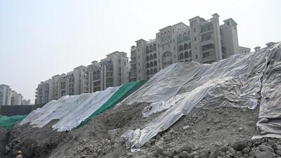 Noida, India- January 22, 2023: A view of debris at Supertech Twin Towers site at sector 93A, in Noida, India, on Sunday, January 22, 2023. (Photo by Sunil Ghosh / Hindustan Times) Noida, India- January 22, 2023: A view of debris at Supertech Twin Towers site at sector 93A, in Noida, India, on Sunday, January 22, 2023. (Photo by Sunil Ghosh / Hindustan Times)