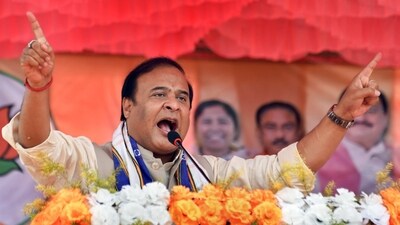 Dharmanagar: Assam Chief Minister Himanta Biswa Sarma addresses Bharatiya Janata Party (BJP) supporters during a Vijay Sankalpa Janasabha rally ahead of the Assembly elections, in Dharmanagar, North Tripura district, Tuesday, Feb 7, 2023. (PTI Photo) (PTI02_07_2023_000297B) (PTI) Dharmanagar: Assam Chief Minister Himanta Biswa Sarma addresses Bharatiya Janata Party (BJP) supporters during a Vijay Sankalpa Janasabha rally ahead of the Assembly elections, in Dharmanagar, North Tripura district, Tuesday, Feb 7, 2023. (PTI Photo) (PTI02_07_2023_000297B) (PTI)