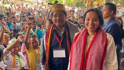 Conrad Sangma's National People's Party (NPP) emerged as the single-largest party in Meghalaya on Thursday, clinching 26 seats out of the 59 constituencies, (PTI) Conrad Sangma's National People's Party (NPP) emerged as the single-largest party in Meghalaya on Thursday, clinching 26 seats out of the 59 constituencies, (PTI)