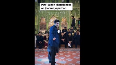 The image shows the Pakistani man dancing to Shah Rukh Khan and Deepika Padukone’s Jhoome Jo Pathaan. (Instagram/@ ahmad_khan_choreography) The image shows the Pakistani man dancing to Shah Rukh Khan and Deepika Padukone’s Jhoome Jo Pathaan. (Instagram/@ ahmad_khan_choreography)
