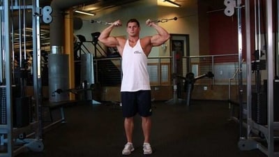 Cable Hammer Curl: This exercise is similar to the cable curl but uses a neutral grip. Start by standing with your feet shoulder-width apart and holding a cable handle with a neutral grip. Keeping your elbows close to your body, curl the cable handle up until your forearms touch your biceps. Slowly lower the cable handle back to the starting position. (pinterest)