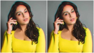 Huma decked up in a bright dress featuring a plunging neckline, full sleeves, bodycon details and a thigh high slit in the middle. (Instagram/@iamhumaq) Huma decked up in a bright dress featuring a plunging neckline, full sleeves, bodycon details and a thigh high slit in the middle. (Instagram/@iamhumaq)