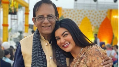 Sushmita Sen with her father. Sushmita Sen with her father.
