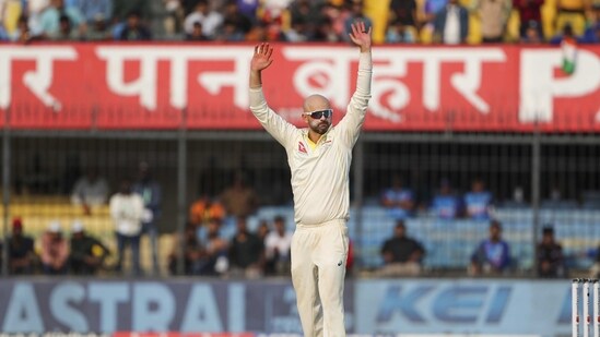 Australia's Nathan Lyon acknowledges the crowd after taking eight wickets (AP)
