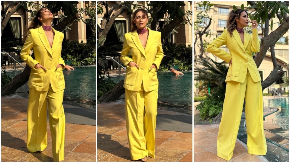 Malaika Arora looks gorgeous in a yellow powersuit. (Instagram) Malaika Arora looks gorgeous in a yellow powersuit. (Instagram)