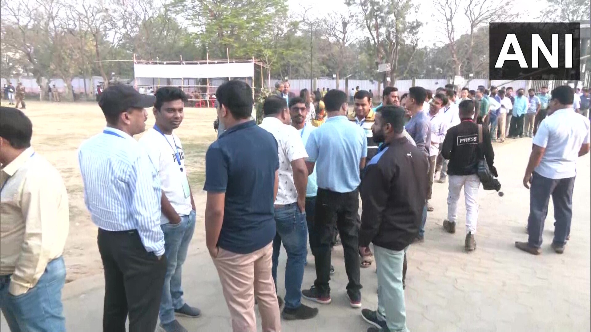 A counting centre at Umakanta Academy Complex in Agartala.
