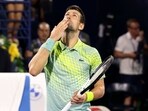 Serbia's Novak Djokovic reacts after his match against Poland's Hubert Hurkacz (not pictured) during their Dubai Duty Free Tennis Championship in Dubai on March 2, 2023. (Photo by Karim SAHIB / AFP) Serbia's Novak Djokovic reacts after his match against Poland's Hubert Hurkacz (not pictured) during their Dubai Duty Free Tennis Championship in Dubai on March 2, 2023. (Photo by Karim SAHIB / AFP)