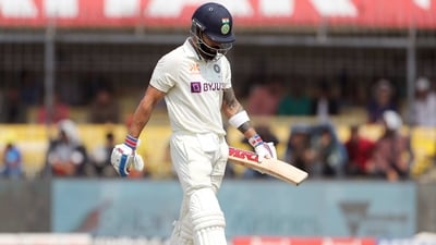 Indore, Mar 02 (ANI): India's Virat Kohli walks back to the pavilion after being dismissed during the second day of the 3rd Test match against Australia, at Holkar Cricket Stadium, in Indore on Thursday. (ANI Photo) (ANI) Indore, Mar 02 (ANI): India's Virat Kohli walks back to the pavilion after being dismissed during the second day of the 3rd Test match against Australia, at Holkar Cricket Stadium, in Indore on Thursday. (ANI Photo) (ANI)