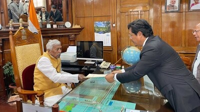 Meghalaya Chief Minister Conrad Sangma submitted his resignation to Governor Phagu Chauhan and stake a claim to form government, in Shillong. (ANI arranged) Meghalaya Chief Minister Conrad Sangma submitted his resignation to Governor Phagu Chauhan and stake a claim to form government, in Shillong. (ANI arranged)