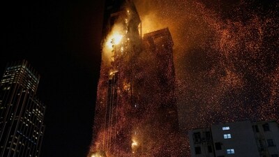 Hong Kong Skyscraper Fire: A building is seen on fire in Hong Kong. (Reuters)