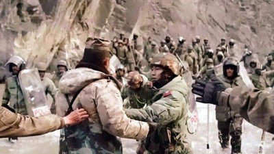 Indian army officer Capt Soiba Maningba Rangnamei of 16 Bihar Regiment during the clash with Chinese soldiers in the Galwan valley, Ladakh, in June 2020. (ANI) Indian army officer Capt Soiba Maningba Rangnamei of 16 Bihar Regiment during the clash with Chinese soldiers in the Galwan valley, Ladakh, in June 2020. (ANI)