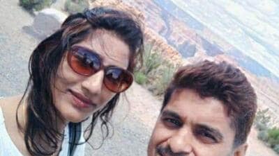 Mumbai, India - December 02, 2022: Kavita (left) and her husband Kamalkant Shah. Kavita and her lover have been arrested for allegedly poisoning her husband Kamalkant to death two-and-a-half months ago. (HT Photo) (Hindustan Times) Mumbai, India - December 02, 2022: Kavita (left) and her husband Kamalkant Shah. Kavita and her lover have been arrested for allegedly poisoning her husband Kamalkant to death two-and-a-half months ago. (HT Photo) (Hindustan Times)