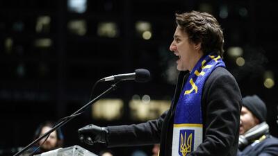 Prime Minister Justin Trudeau speaks during a vigil marking one year since Russia's invasion of Ukraine, on February 24 in Toronto, Canada. (AP) Prime Minister Justin Trudeau speaks during a vigil marking one year since Russia's invasion of Ukraine, on February 24 in Toronto, Canada. (AP)