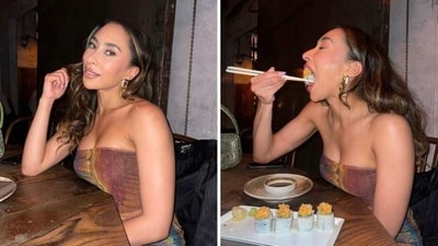 Raven Ross on a dinner date. Raven Ross on a dinner date.