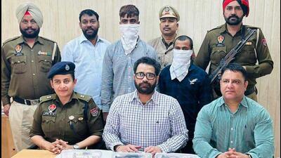 The accused in police custody in Ludhiana on Friday. (HT photo) The accused in police custody in Ludhiana on Friday. (HT photo)