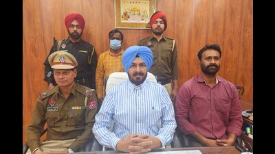The accused in the custody of STF in Ludhiana on Friday. (HT photo)