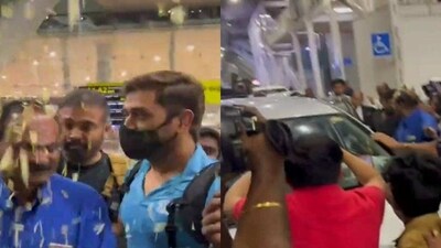 Dhoni has arrived in Chennai ahead of the start of the 2023 season of the IPL (Twitter) Dhoni has arrived in Chennai ahead of the start of the 2023 season of the IPL (Twitter)
