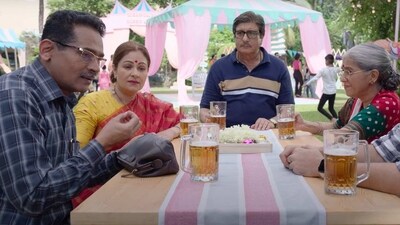 Atul Kulkarni, Ayesha Jhulka, Raj Babbar and Ratna Pathak Shah in a still from Happy Family Conditions Apply.