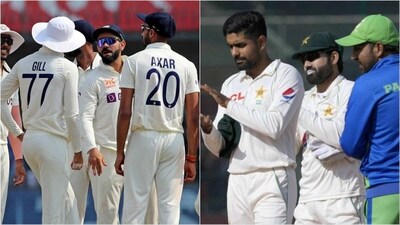 Indian players during the 3rd Test (L); Pakistan players in action (PTI/File) Indian players during the 3rd Test (L); Pakistan players in action (PTI/File)