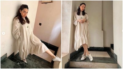 Karisma Kapoor, in an easy breezy dress, took the stairs like this... (Instagram/@therealkarismakapoor) Karisma Kapoor, in an easy breezy dress, took the stairs like this... (Instagram/@therealkarismakapoor)