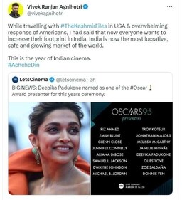 Vivek Agnihotri's latest tweet.