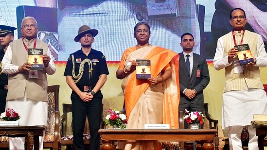 President Droupadi Murmu during the inauguration of the 7th International Dharma Dhamma Conference. (ANI)